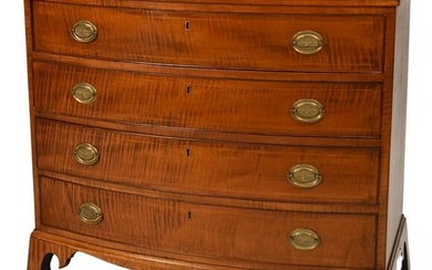 Federal Tiger Maple Bowed Front Chest, having four