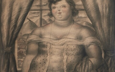 Fernando Botero Woman with a Mink Stole
