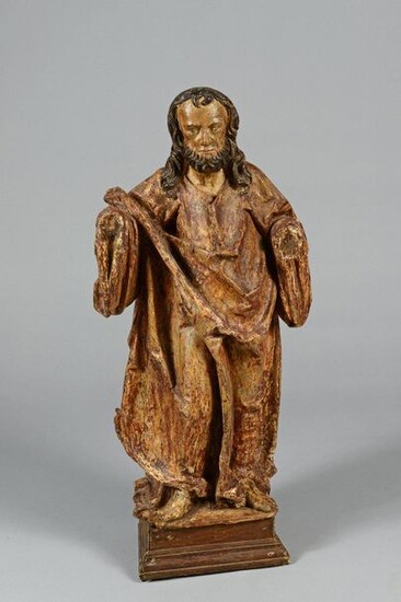 Figure d'apôtre en chêne sculpté en ronde...