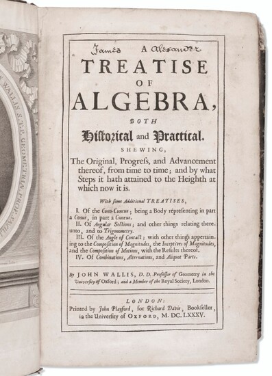 First substantial history of algebra, with early American provenance, John Wallis