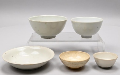 Five Chinese Blanc-de-Chine DeHua Porcelain Bowls