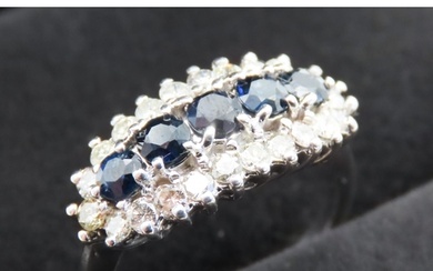 Five Stone Sapphire and Diamond Ladies Cluster Ring Mounted ...