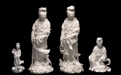 Four Chinese Blanc-de-Chine Porcelain Figures