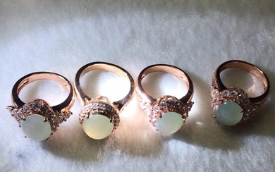 Four Chinese Jadeite Rings