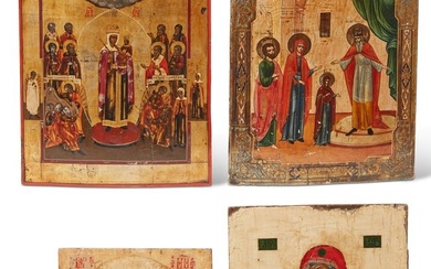 Four Russian icons of the Virgin, 19th century