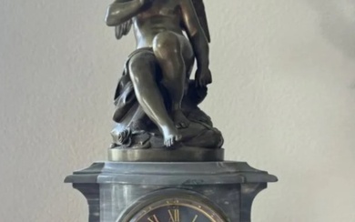 French Angel Cherub Bronze Clock