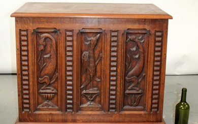 French carved oak trunk
