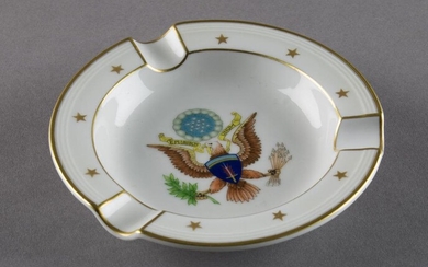 GEN. CLARENCE R. HUEBNER'S GERMAN-MADE S.H.A.E.F. ASHTRAY