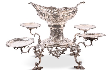 GEORGE III SILVER EPERGNE, LONDON 1764, MAKER'S MARK CH