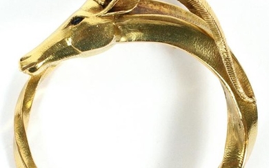 GOLD FRENCH BRACELET, GAZELLE WITH SAPPHIRE EYES