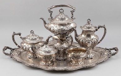 GORHAM "CHANTILLY GRAND" STERLING SILVER SEVEN-PIECE TEA AND COFFEE SERVICE