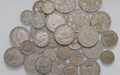 GRAN BRETAGNA Giorgio VI (1936-1952) Lotto da 34 monete d'argento:...