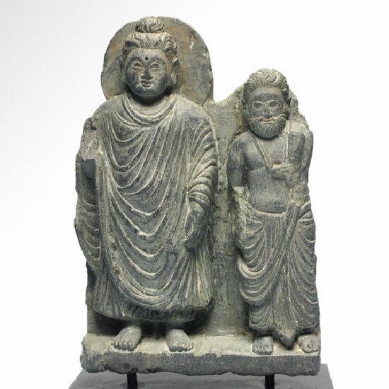 Gandhara Schist Relief, Buddha and Attendant, c.