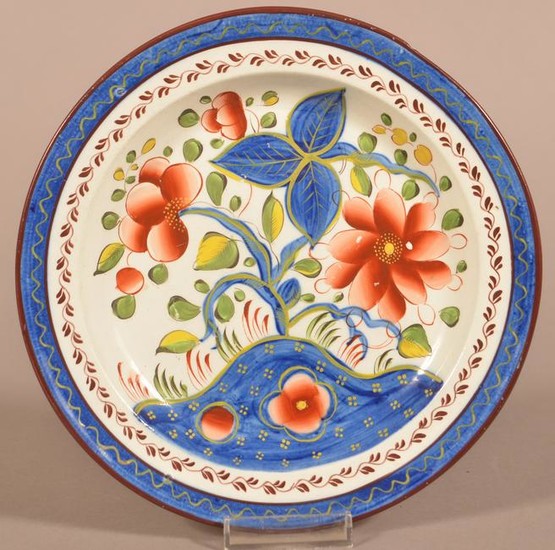 Gaudy Dutch Soft Paste China Sunflower Pattern Plate.