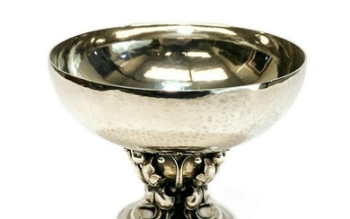 Georg Jensen Sterling Hand Hammered Footed Compote