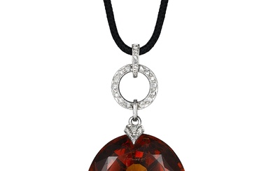 Georges Fouquet, Art Deco Citrine and Diamond Pendant Necklace