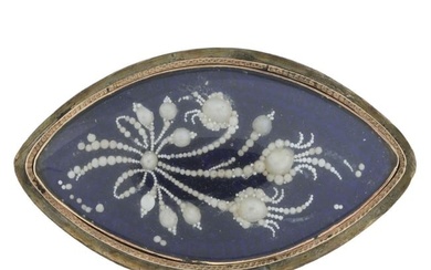 Georgian gold seed pearl mourning brooch