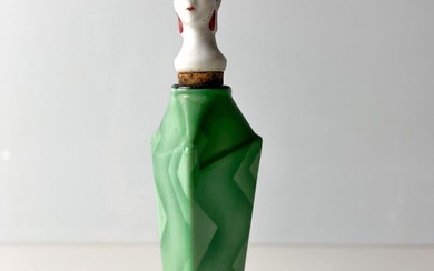 German Bavarian Porcelain Figural Perfume Bottle geometric Art Deco