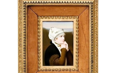 German Hand Painted Porcelain Plaque of a Woman