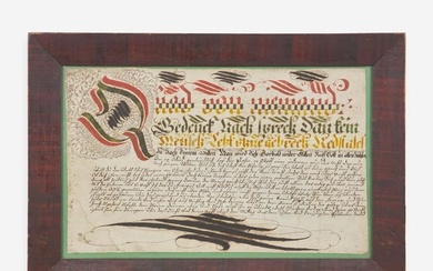 German School late 18th / early 19th century, A Fraktur: Vorschrift Watercolor and ink on paper
