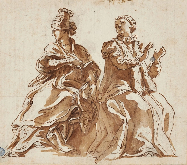 Giovanni Battista Gaulli, called il Baciccio, Italian 1639-1709- Two female...