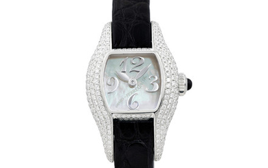 Girard-Perregaux. A Lady's White Gold and Diamond-Set Wristwatch with Mother-of-Pearl Dial