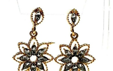 Gold Plated & Austrian Crystal Flower Drop Earrings