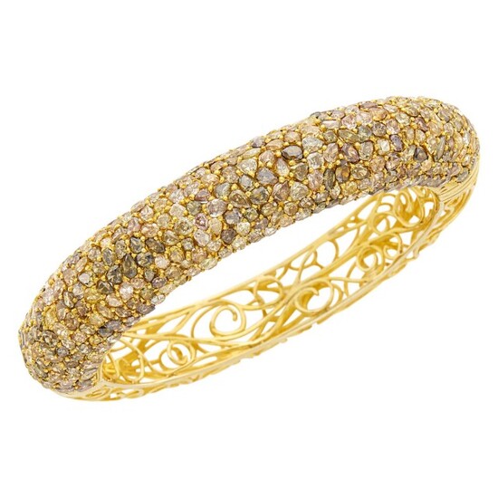 Gold and Fancy Colored Diamond Bangle Bracelet