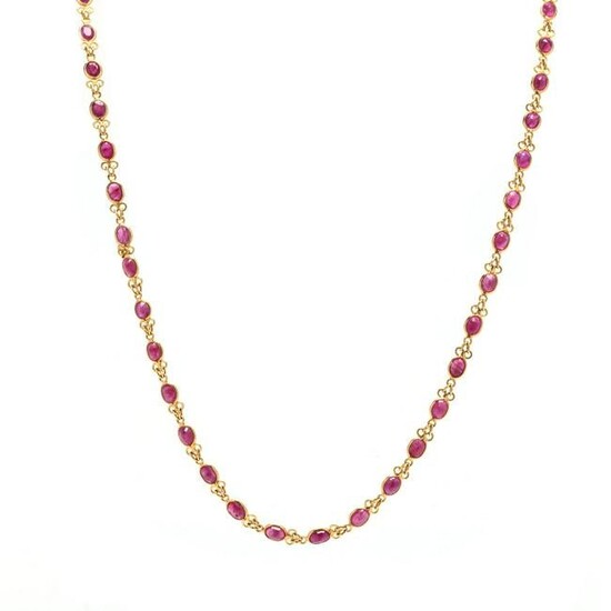 Gold and Ruby Station Necklace