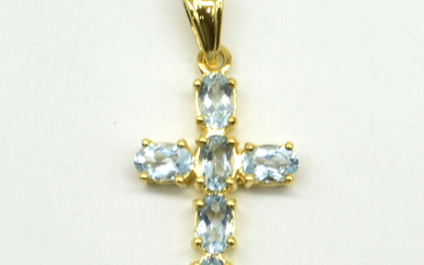 Gold plated Sil Blue Topaz(3.35ct) Pendant