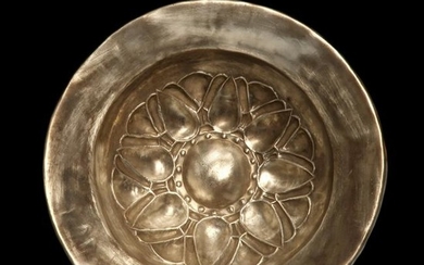 Greek Hellenistic Silver Bowl with Lotus Motif, c. 3rd