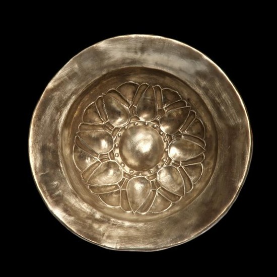 Greek Hellenistic Silver Bowl with Lotus Motif, c. 3rd