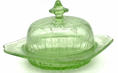 Green Depression Glass Cloche & Dish