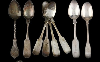 Group of American Coin Silver Flatware, Including