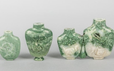 Group of Chinese Carved Jade Stone Snuff Bottles