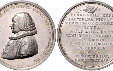 HAMBURG, STADT, Silbermed. 1800 v. Loos a.d. 50-jährige Amtsjubiläum v. Tobias Martin Zornikel (1724-1810), Archidiakon d. St. Petri-Kirche