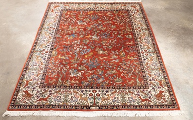 HAND KNOTTED WOOL SIGNED SINO-TABRIZ CARPET 10 X 8