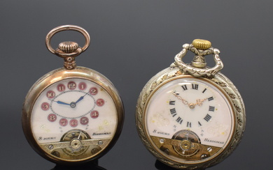 HEBDOMAS 2 8-days-pocket watches, Switzerland around 1910, 1x silvered case...