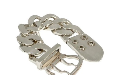 HERMES Bookle Serie TGM Silver 925 Bracelet Bangle Accessory Women's Men's
