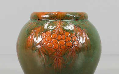 HILMA PERSSON-HJELM. A vase or mug, glazed earthenware, Arvika, signed and dated 1908.