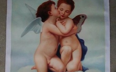 Hand Painted Image of "2 Baby Angels" on canvas +