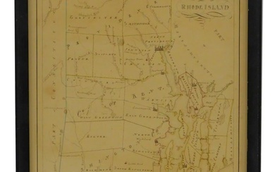 Hand drawn map of Rhode Island. Pre-1860. Created