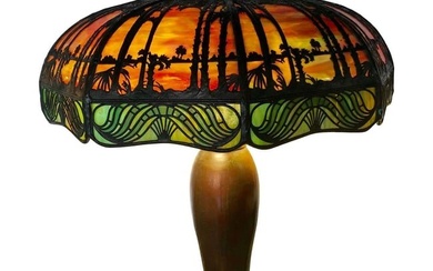 Handel Co., Arts and Crafts, Palm Tree Table Lamp