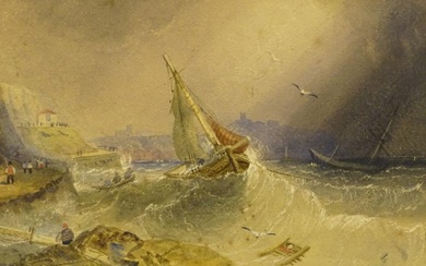 Henry Barlow Carter (1803-1867). Floundering ships near a coastline,...