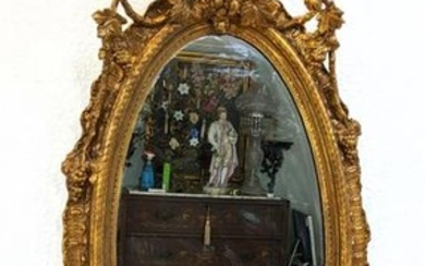 Huge Victorian Oval Mirror Grape Design