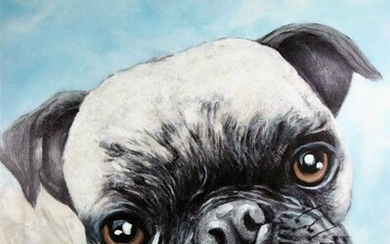 IZY BELLE THE PUG GICLEE ON CANVAS