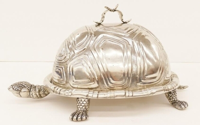 Italian Figura Piero Pewter Turtle Covered Server