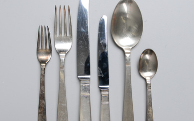 JACOB ÄNGMAN. “Rosenholm”, cutlery set for 6 persons, silver, GAB (36 pieces, weight approx. 1286 grams).