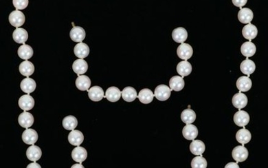 JAPANESE WHITE 6MM PEARL NECKLACE, TW. 46.3 GR.