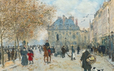 JEAN-FRANÇOIS RAFFAËLLI(1850 Paris 1924)Le quai Malaquais, Paris.Huile sur toile.Signé en bas à droite : JF...
